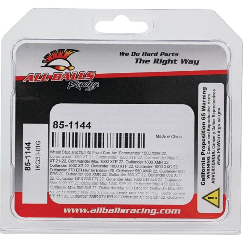 All Balls Racing '22-'25 Can-Am Commander 1000R XMR Front Wheel Stud & Nut Kit