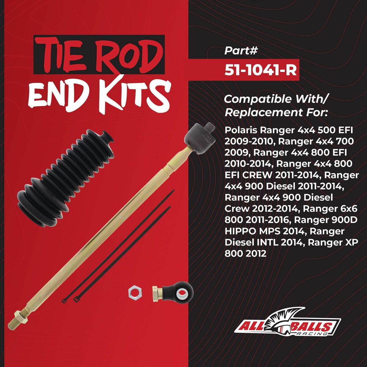 All Balls Racing Polaris Ranger 500/700/800/900 Right Tie Rod End Kit
