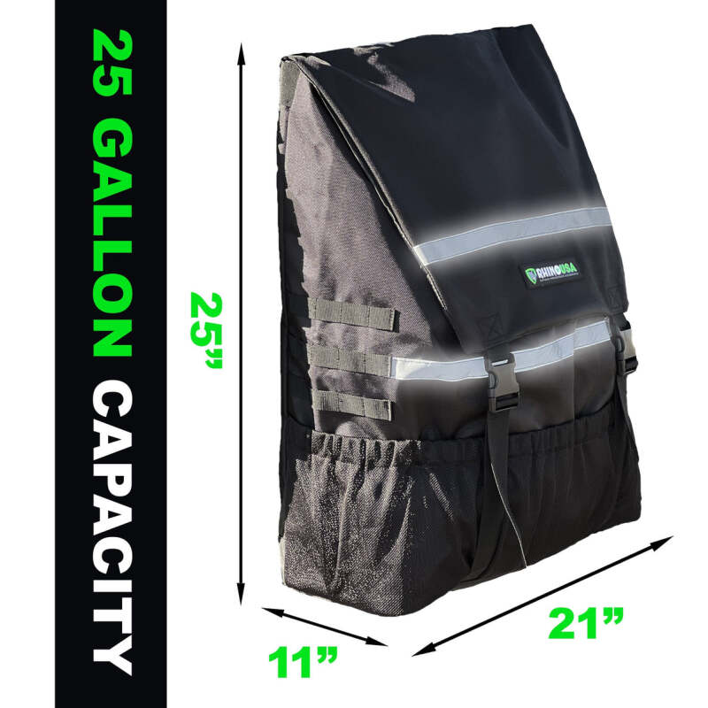 Rhino USA Spare Tire Trash Bag - Black, 25 Gallon Capacity with Reflective Stripes for Low Light Visibility