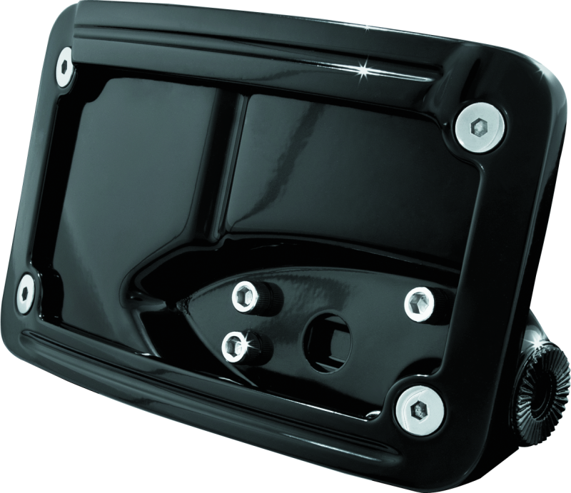 Kuryakyn Curved Horizontal Mount Side License Plate Holder for Motorcycles - Gloss Black Part #3125
