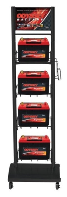 Odyssey Battery 4-Battery Display Rack - 1 Wide x 4 High for Powersports