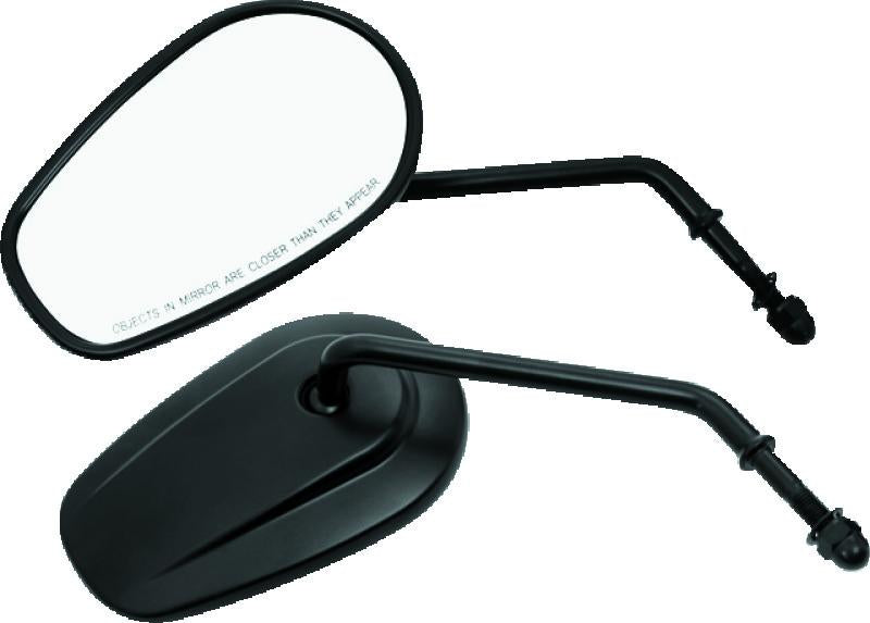 Bikers Choice Black Tapered Long Stem Motorcycle Mirrors - Part #482007