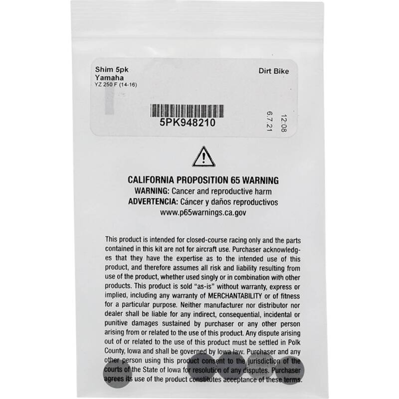Hot Cams Shim Kit 2.100mm Thickness – 5 Pack for Powersports Engines