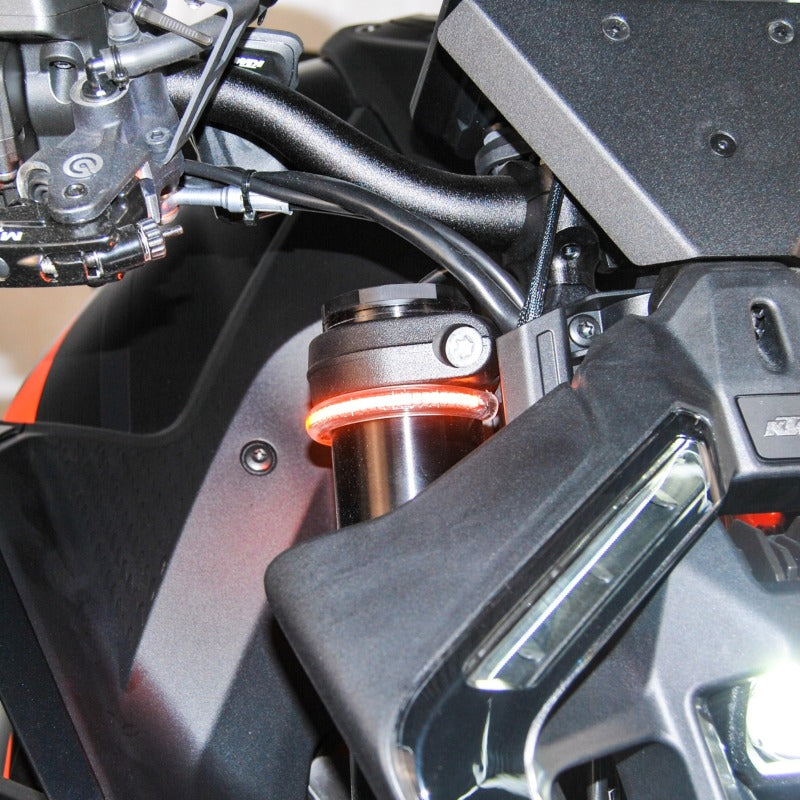 New Rage Cycles 24+ KTM 1390 Super Duke Front Turn Signals - Brightest LED Indicators, Plug & Play Installation