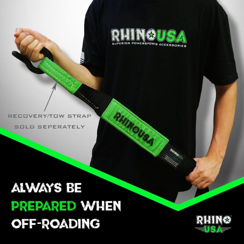 Rhino USA 30 ft Tow Strap and Shackles Combo - Heavy Duty Recovery Kit with D-Ring Shackles and Storage Bag