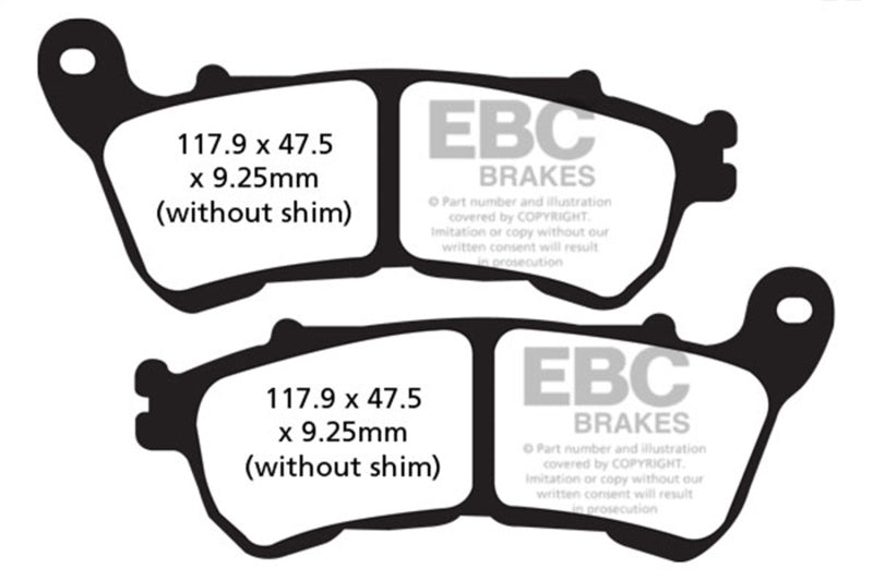EBC Powersports FA640 Organic Brake Pads for Harley-Davidson Sportster XL 883 R Roadster (Front Left/Right)