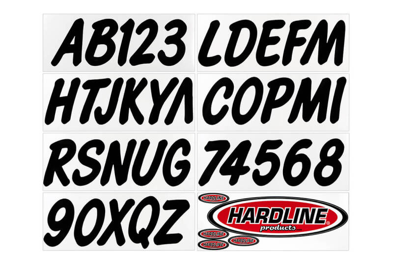 Hardline Boat Lettering Registration Kit 3-Inch - 400 Black Solid