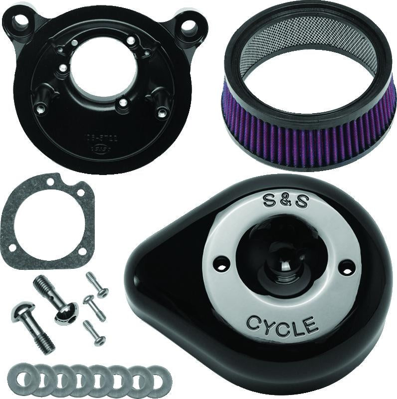 S&S Cycle 08-17 Touring and 16-17 Softails Stealth Air Cleaner Kit with Black Carbon Fiber Cover for Harley Davidson