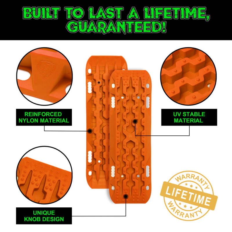 Rhino USA Recovery Traction Boards - Orange Pair, Heavy-Duty Off-Road Recovery Gear