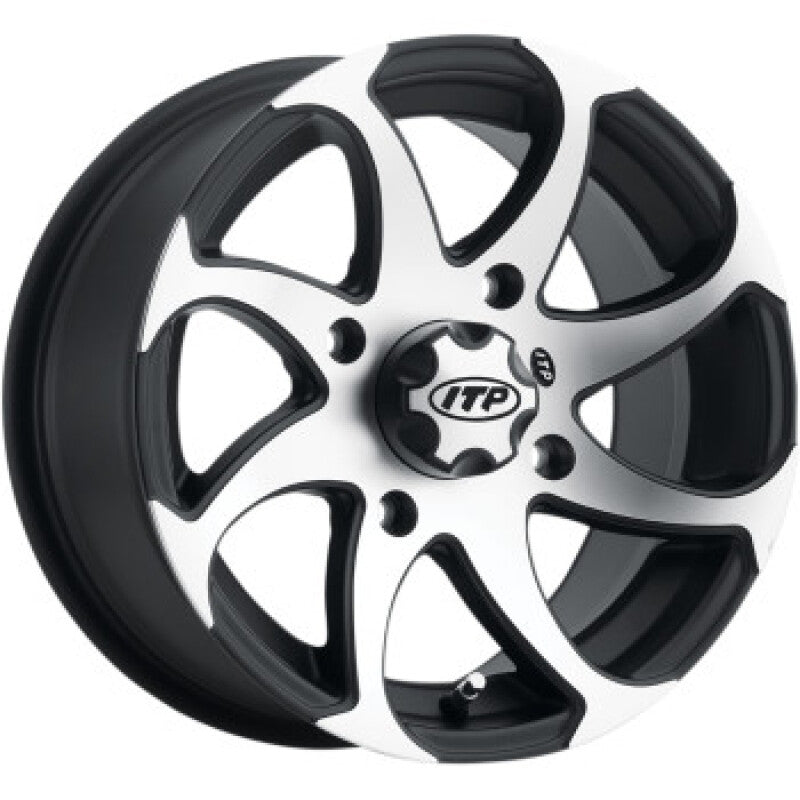 ITP Twister 14x7 5+2 Off-Road Wheel - Right Side with Machined Finish and Rock Armor Inner Lip