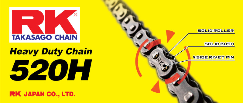 RK Chain 520H-116 Powersports Chain with Solid Rollers and Enhanced Coating