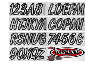 Hardline Boat Lettering Registration Kit 3 in. - Silver/Black for Marine Vessels
