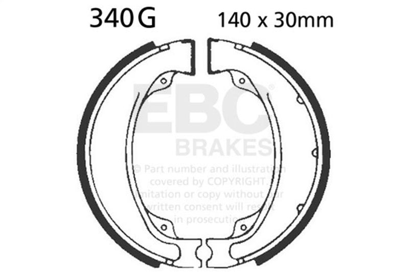 EBC Powersports Part 340G Motorcycle Grooved Replacement Brake Shoes for Honda TRX250 Models