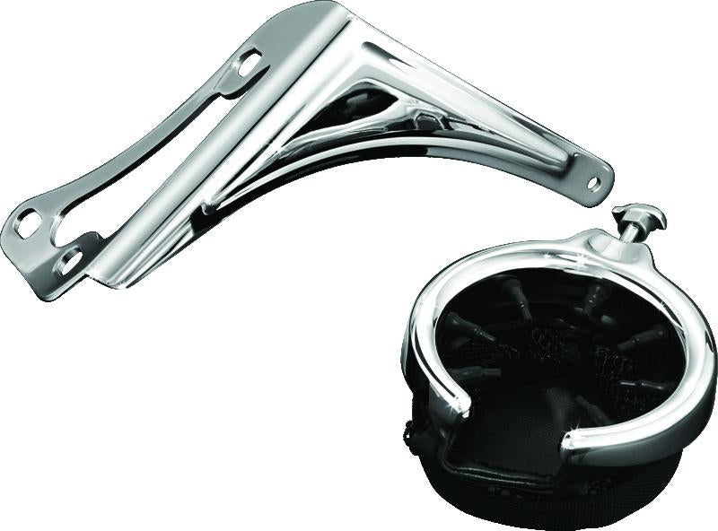 Kuryakyn Passenger Drink Holder with Basket for 1998-2013 Harley Touring Models - Right Side Chrome Part 1482