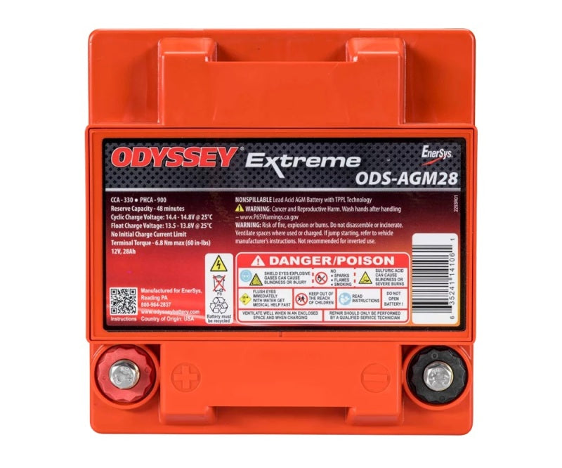 Odyssey Battery Powersport Extreme AGM Battery (Part ODS-AGM28) - High-Performance Marine and Powersports Battery