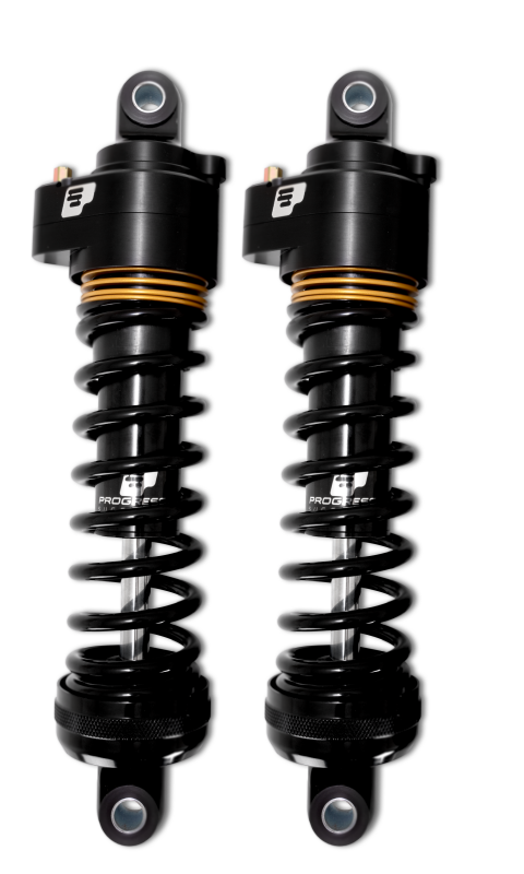 Progressive Harley Ultra Touring-QPS 944 Series Shocks with Quik Preload System – 13 inches, 12-inch Ride Height, Black/Gold