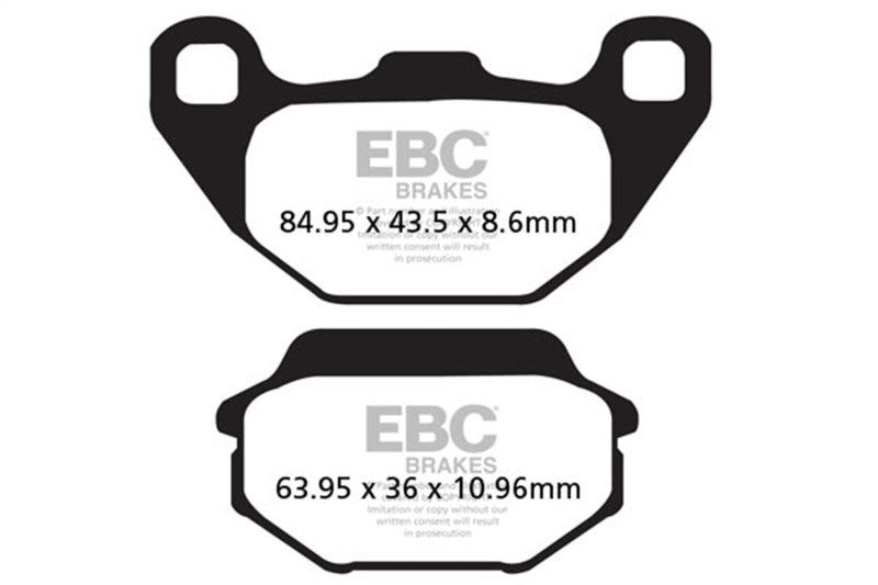 EBC Powersports SFA321 Organic Brake Pads for Piaggio Fly 150 (1999-2006) Rear Left