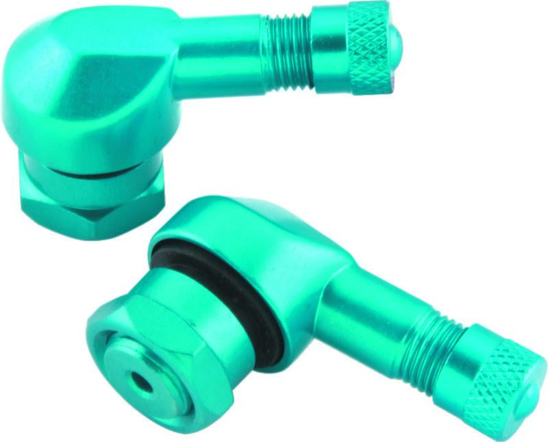 BikeMaster Valve Stem 2-Piece Pack in Blue – Durable Aluminum Tire Valve with 91-Degree Angle for Powersports Vehicles