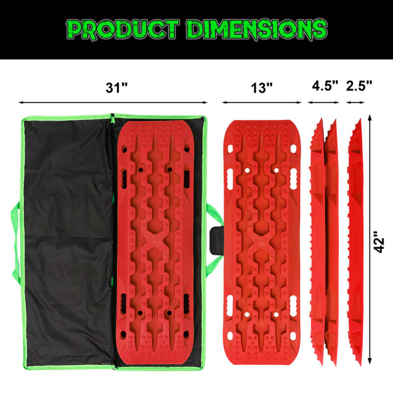 Rhino USA Recovery Traction Boards - Red Pair for Off-Road Recovery and Traction Enhancement