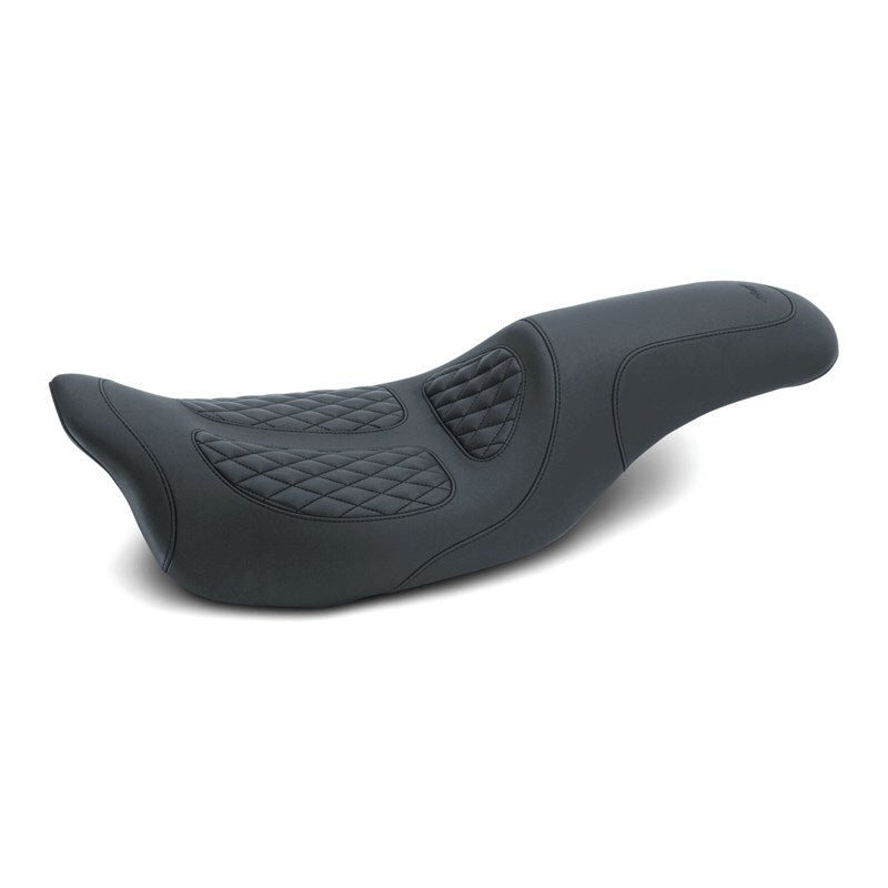 Mustang Motorcycle 08-21 Harley Electra Glide, Road King, Street Glide 1-Piece Seat with Diamond Stitch - Black (Part Number 76981)