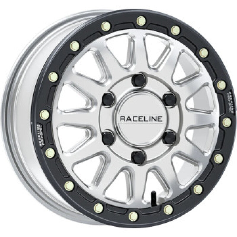 Raceline A14 Alpha 15x6.5 Inch Beadlock Wheel with Silver Finish and Black Ring - 6x139.7 Bolt Pattern, +74mm Offset