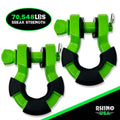Rhino USA 8 Ton Super Shackle 2-Pack (Green) - Heavy-Duty Power Sports Shackles with 70,548 lbs Capacity