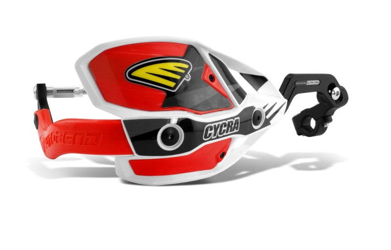 Cycra CRM Ultra 1 1/8 inch Clamp with White Shield and Red Cover for Powersports Handguards