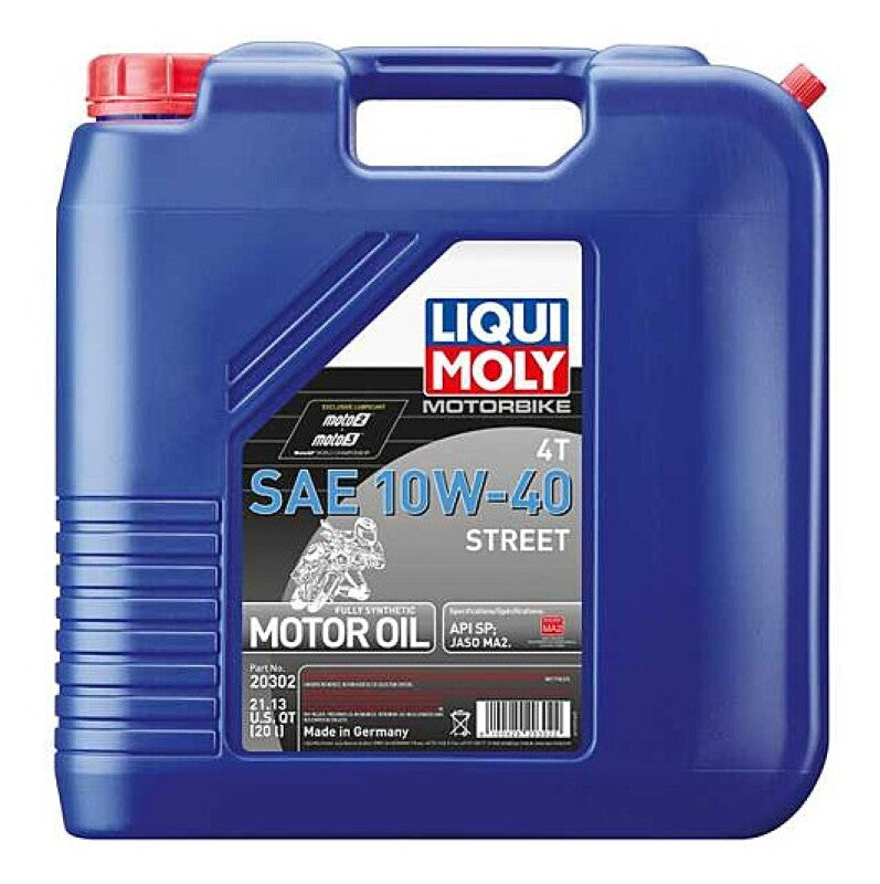 LIQUI MOLY 20L Motorbike 4T SAE 10W40 Street Synthetic Engine Oil for Powersports Vehicles