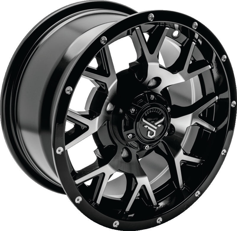 QuadBoss Barbwire 14x7 Wheel - 4+3 Offset, 4x156 Bolt Pattern, Machined Finish