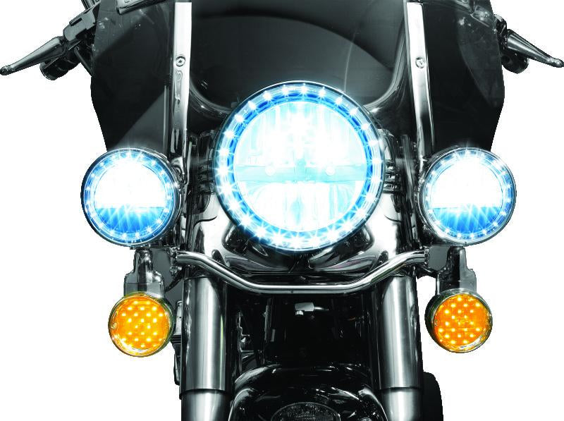 Kuryakyn LED Front Turn Signal Conversion Flat Style Insert with Amber Lens for Harley Davidson 2008-2010