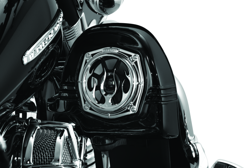 Kuryakyn Flame Speaker Grills Chrome for Harley-Davidson Touring Models Part 3788