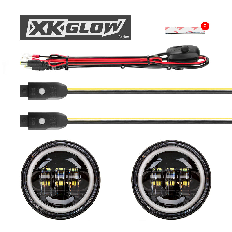 XKGLOW XK042011-W 4.5-Inch Chrome RGB LED Harley Running Light with Bluetooth Control