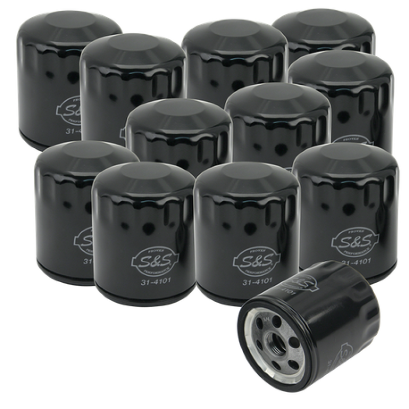 S&S Cycle Sportster and Evolution Black Oil Filter – 12 Pack for Harley Davidson Models
