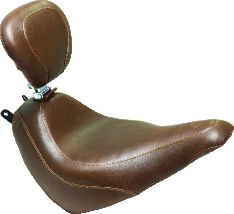 Mustang Motorcycle 18-21 Harley Heritage Classic Deluxe Wide Tripper Solo Seat with Driver Backrest in Brown