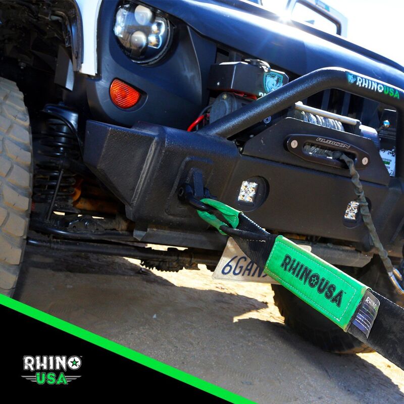 Rhino USA 30 ft Tow Strap and Shackles Combo - Heavy Duty Recovery Kit with D-Ring Shackles and Storage Bag
