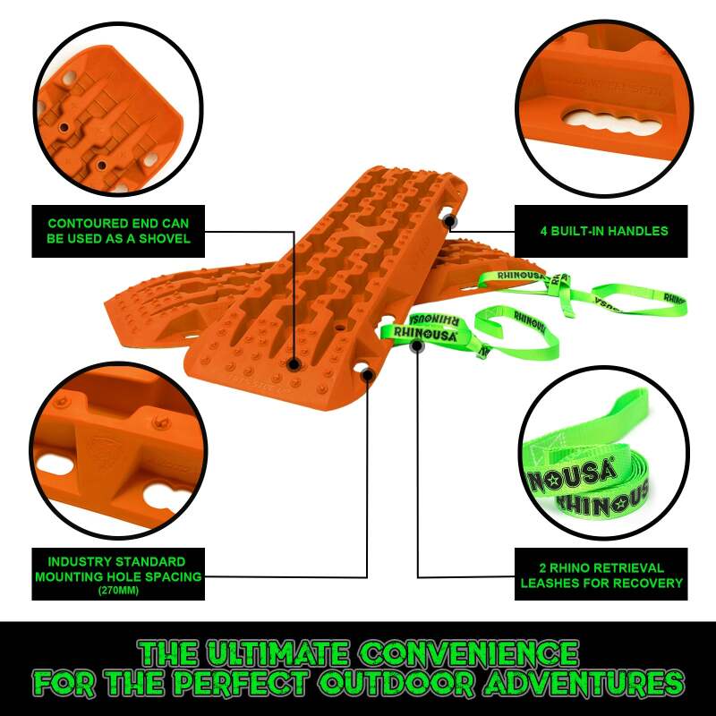 Rhino USA Recovery Traction Boards - Orange Pair, Heavy-Duty Off-Road Recovery Gear
