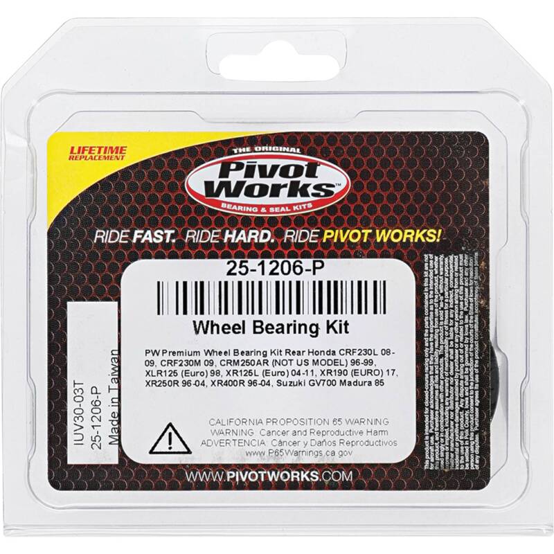 Pivot Works Premium Wheel Bearing Kit for Honda XR250R and XR400R Models