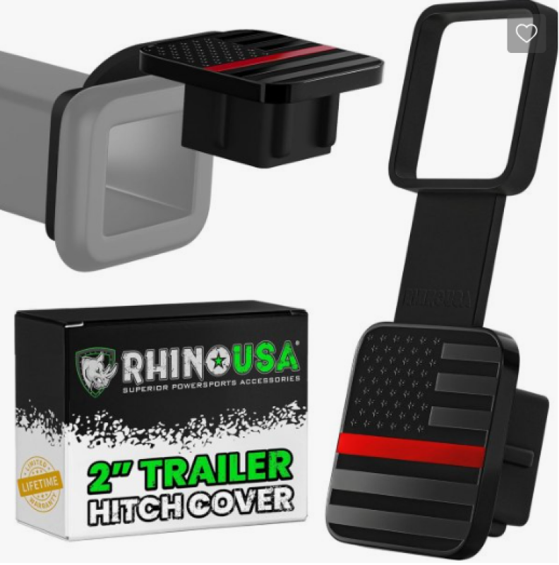 Rhino USA 2-Inch American Flag Hitch Cover - Black & Red, Part Number TO-HTCVRUSA-RED