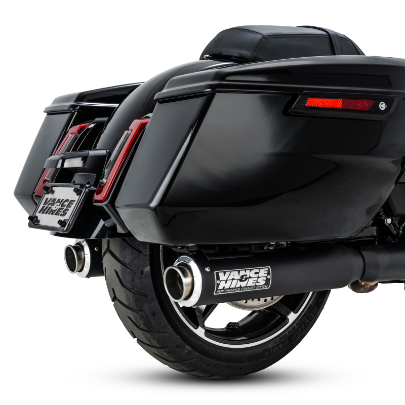Vance & Hines 46721 Stainless 2-into-1 Upsweep Exhaust System for Harley-Davidson Touring, Black Finish