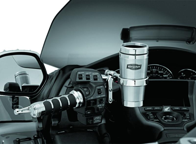 Kuryakyn Drink Holder with Stainless Steel Mug for Perch Mount – Chrome Finish for Honda VTX1800 Models