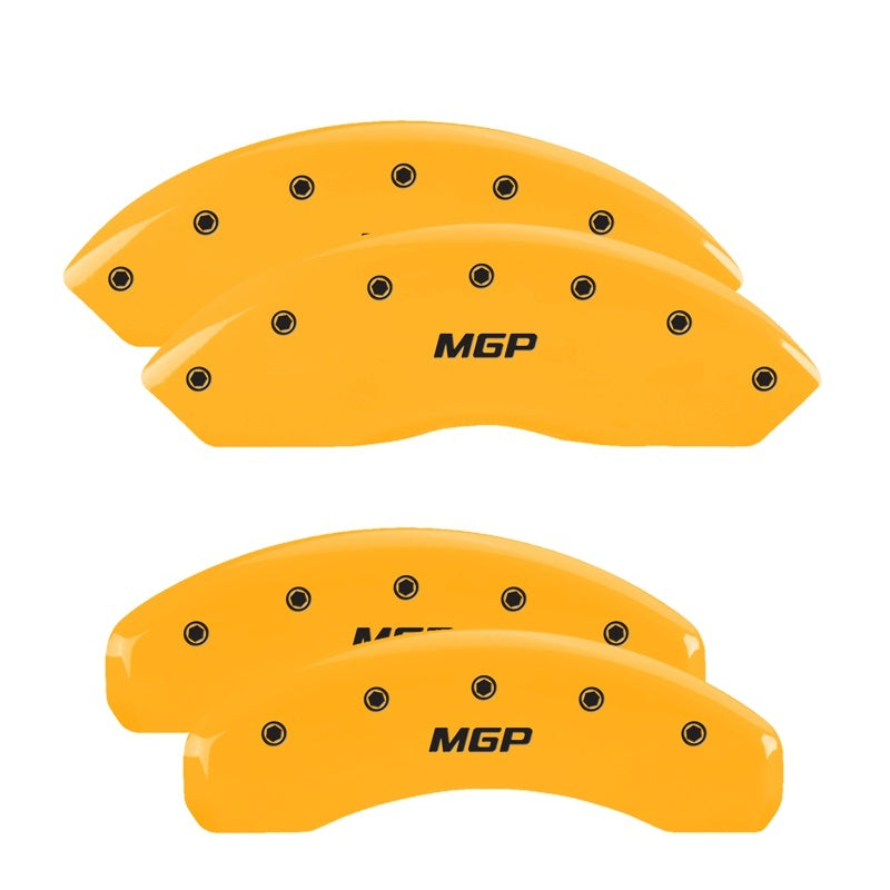 MGP 4 Caliper Covers for Jeep Wrangler 2018-2021 with Yellow Finish and Black Engraving