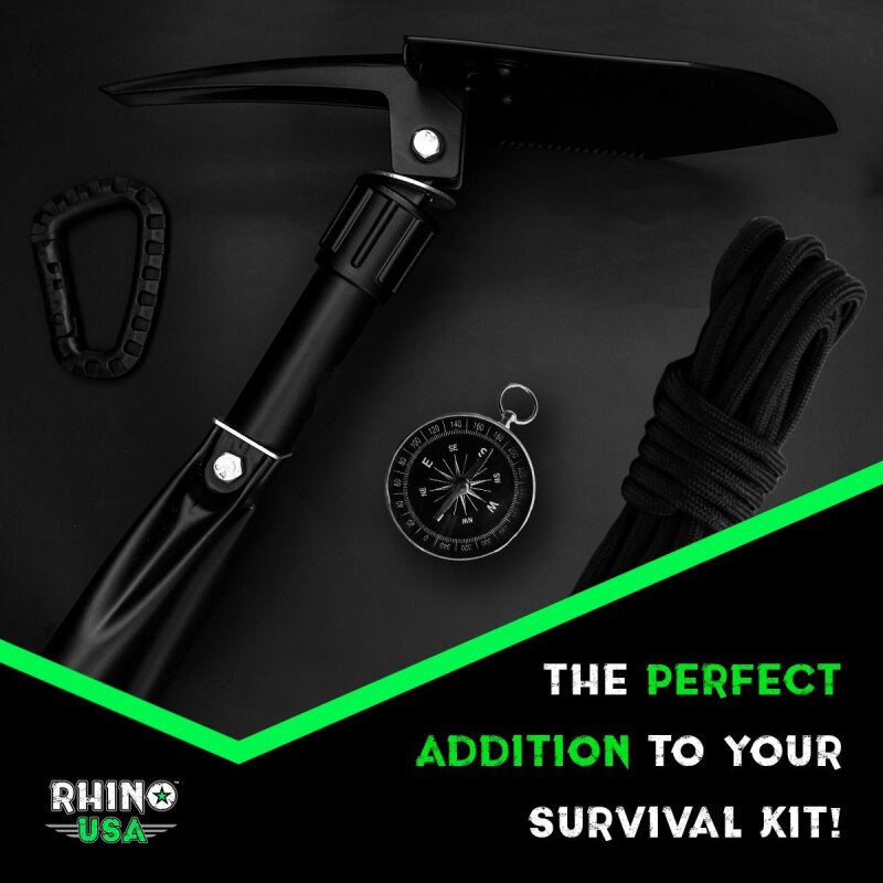 Rhino USA Folding Recovery Shovel with Pick - RNO-ETOOL for Off-Road and Powersports Use