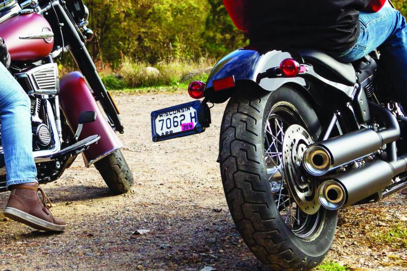 Kuryakyn Nova Side Mount License Plate Frame for Harley Davidson - Gloss Black (Part #3142)