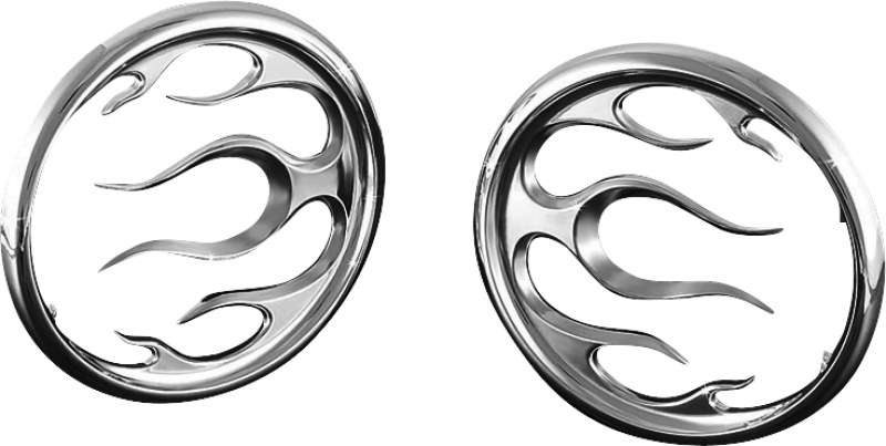 Kuryakyn Flame Speaker Grills Chrome for Harley-Davidson Touring Models Part 3788