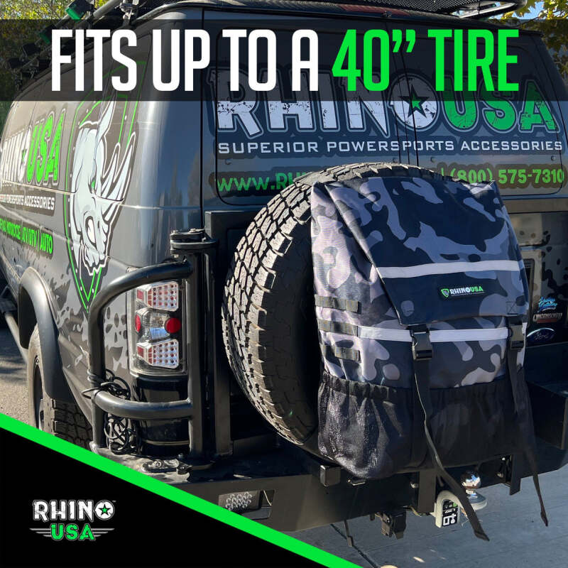 Rhino USA Spare Tire Trash Bag - Black, 25 Gallon Capacity with Reflective Stripes for Low Light Visibility