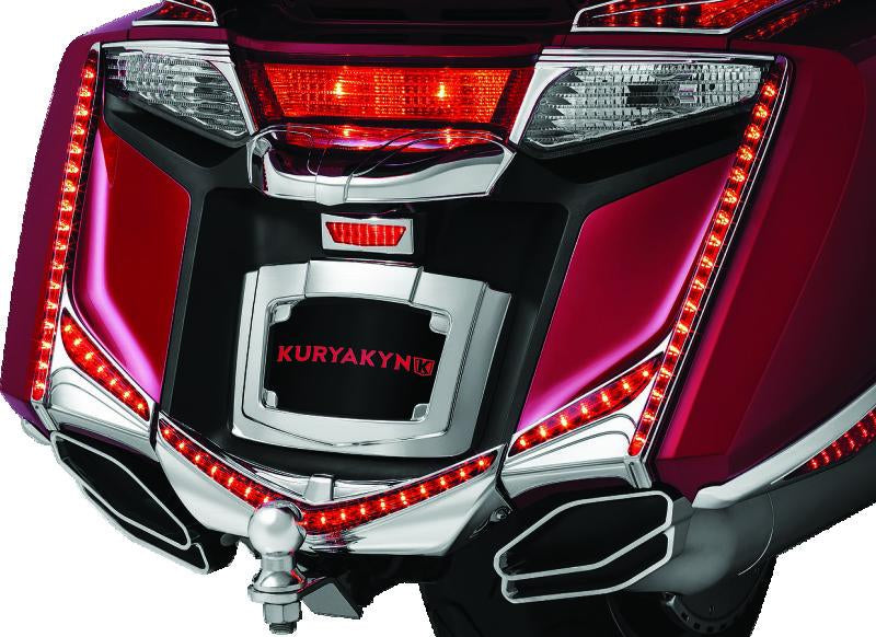 Kuryakyn LED Vertical Rear Light Strips for 2012-2017 Honda GL1800 and F6B Models with Chrome Red Lens