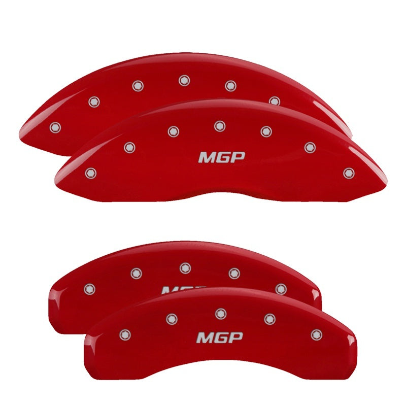 MGP 4 Caliper Covers for 2015-2016 Mercedes-Benz GL450 – Red Finish with Silver Engraving
