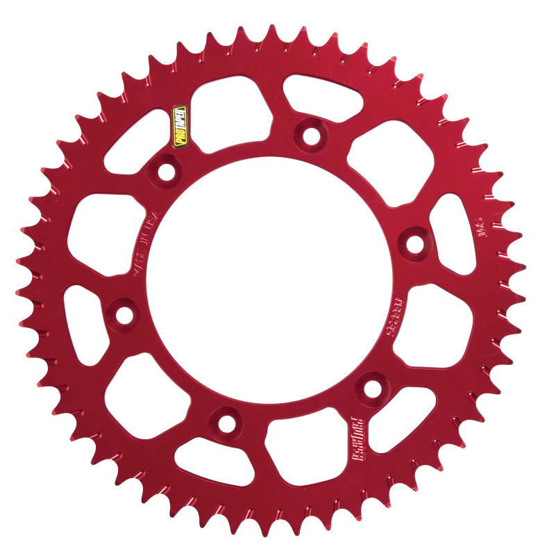 ProTaper Sprocket Red 52 Tooth for Husqvarna, KTM, Gas Gas – Race Spec (RS) Rear Sprocket with Angled Mud Groove