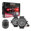 XKGLOW XK1157F-RR-S Motorcycle Rear LED Turn Signal Kit with Red Halo Ring - Flat Style Smoked Lenses