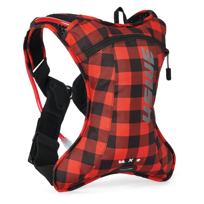 USWE Outlander Hydration Pack 2L - Flannel Red and Black, Lightweight and Bounce-Free Design